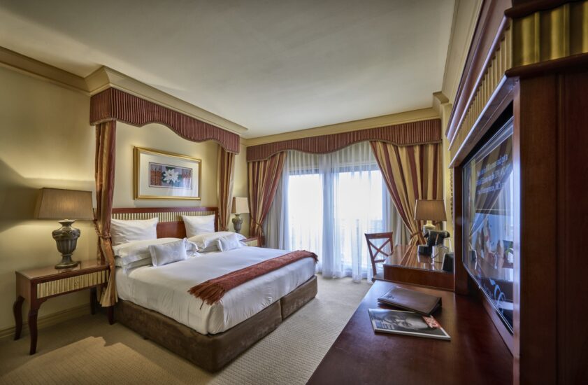 Special Assistance King room with draped canopy at the D'oreale Grande, Emperors Palace