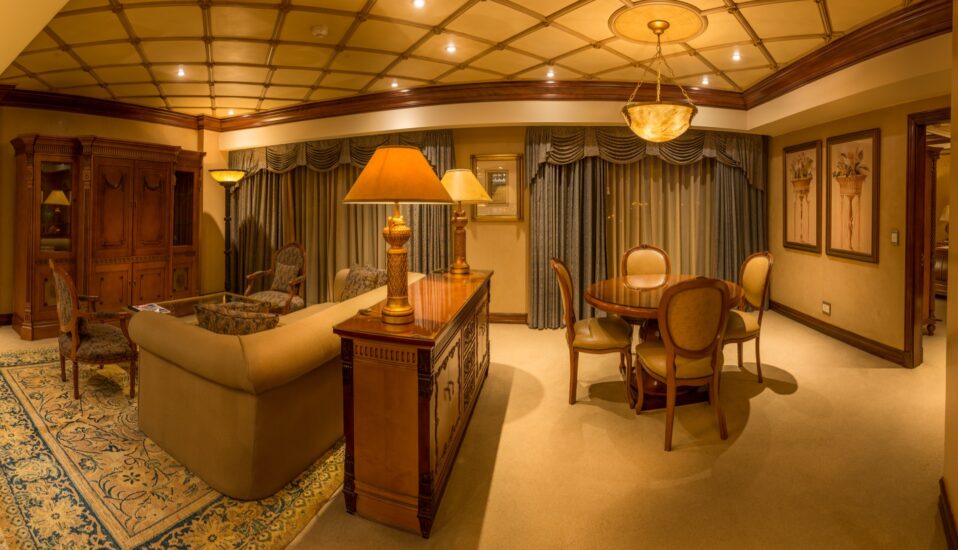 Junior Suite lounge and dining area at the D'oreale Grande