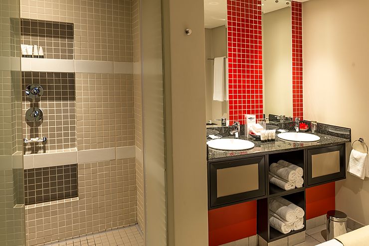 Presidential Suite bathroom with double vanity at Peermont Mondior
