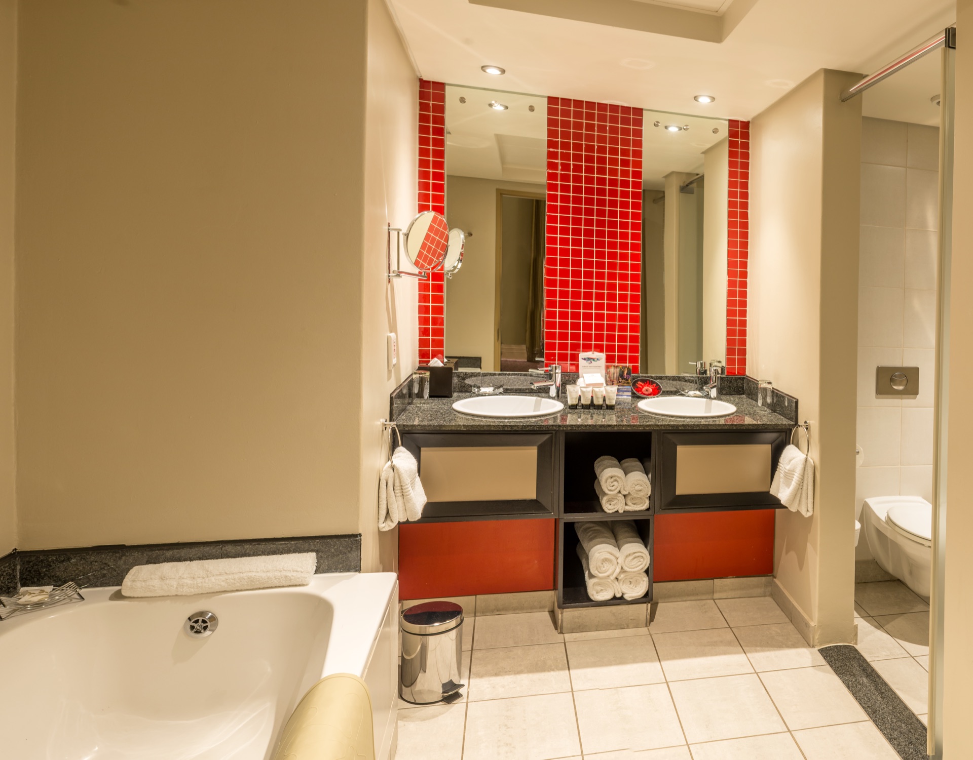 Presidential Suite bathroom with tub at Peermont Mondior