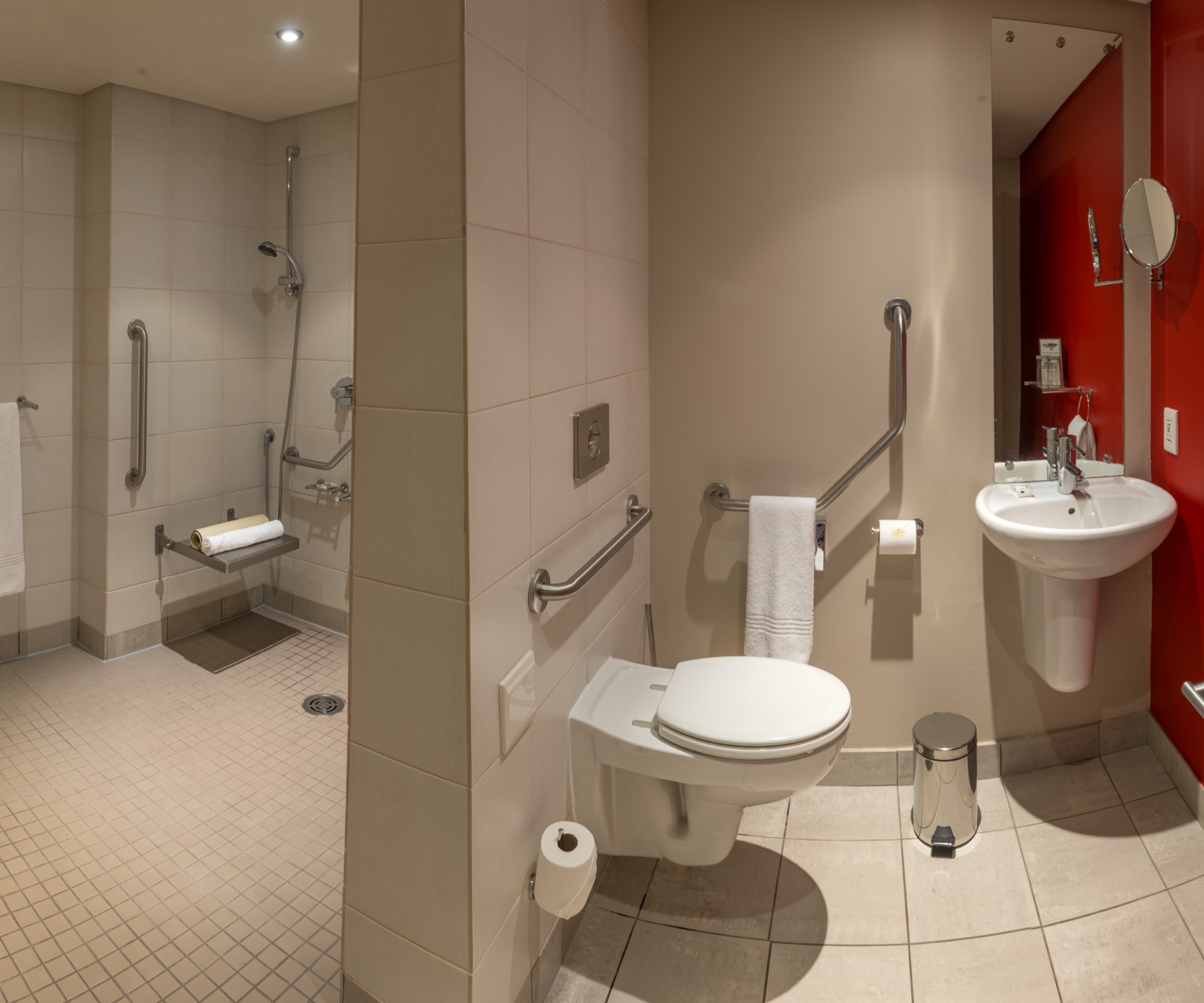 Accessible bathroom with grab rails at Peermont Mondior