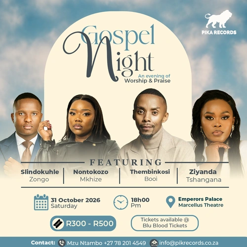 Pika Records Gospel Night at the Theatre of Marcellus, Emperors Palace, 31 October 2026